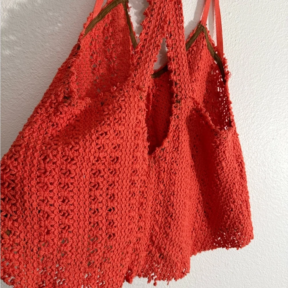 Free People Vibrant Orange Crochet Tank Top - Picture 6 of 6